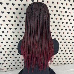 Box Braid Handmade Braids Braided Lace Closure Front Wig Small Braids Ombre Red