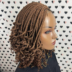 Short Curls Curly Box Braids Braided No Part Lace Front Wig For Black Women