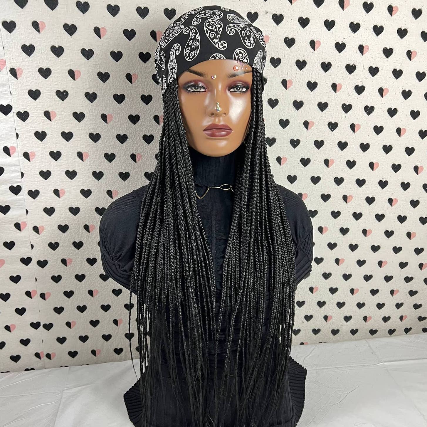 Scarf Wig Box Braids Handmade Braided Headband Wigs For Black Women 26 Inches