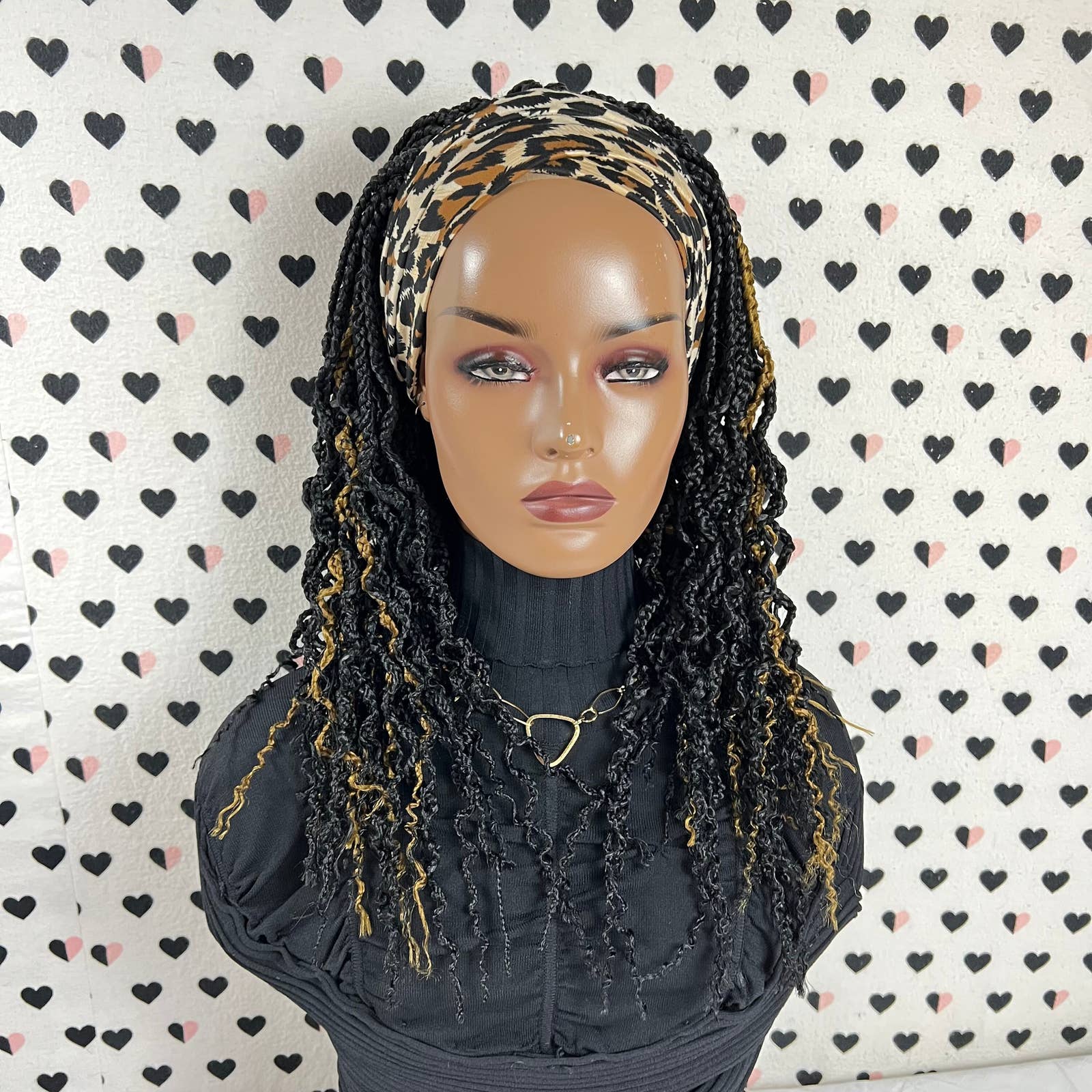 Wavy Curly Braids Headband Wig Braided Wig Small Box Braid Wigs For Black Women