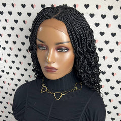 Wavy Curls Curly Braids Cornrows Box Braided Wigs For Black Women Closure Wig