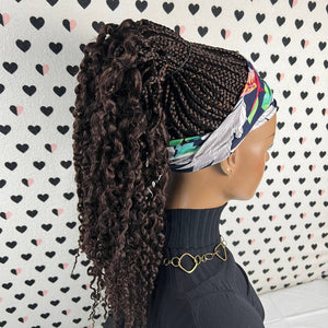Curly Braids Headband Wig Braided Head Band Box Braid Wigs For Black Women