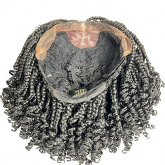 Short Curls Handmade Box Braids Braided Lace Front Wig With Curly Ends Color 1b Black