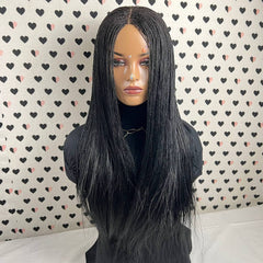 Micro Million Twist Wig Tiny Twists Lace Closure Frontal Braided Wig Black