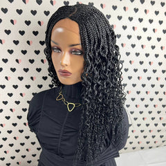 Wavy Curls Curly Braids Cornrows Box Braided Wigs For Black Women Closure Wig