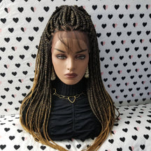 13x4 Lace Frontal Ombre Box Braided Wig For Black Women 1b/27
