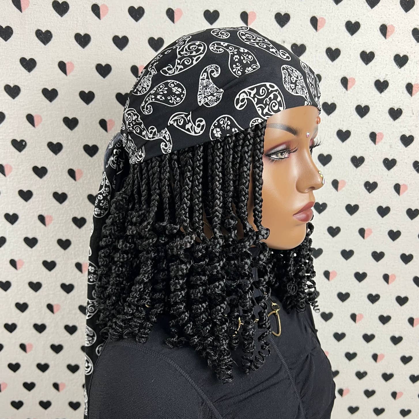 Scarf Wig Short Curly Box Braids Handmade Braided Headband Wigs For Black Women