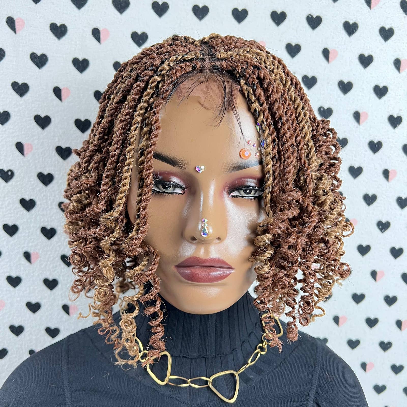 Short Curly Twist Senegalese Twisted Braids Curls Braided Lace Wig Color 30/27