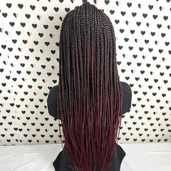 Lace Frontal Box Braids Wig Braided Lace Front Wigs For Black Women Ombre Red