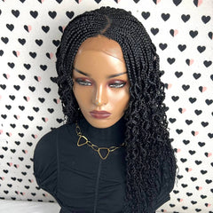 Wavy Curls Curly Braids Cornrows Box Braided Wigs For Black Women Closure Wig
