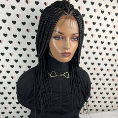 Las trenzas medias frontales de la caja del cordón 13x4 trenzaron las pelucas delanteras del cordón para las mujeres negras