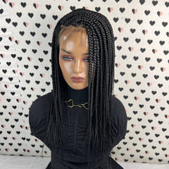 Las trenzas medias frontales de la caja del cordón 13x4 trenzaron las pelucas delanteras del cordón para las mujeres negras