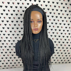 Diadema peluca trenzada banda para la cabeza peluca caja trenzas pelucas para mujeres negras 1b 24 pulgadas