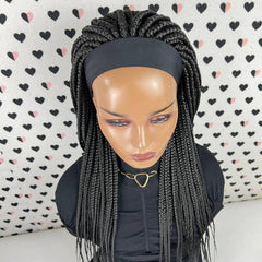 Diadema peluca trenzada banda para la cabeza peluca caja trenzas pelucas para mujeres negras 1b 24 pulgadas